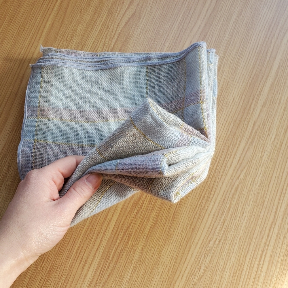 Plaid metallic cloth napkins, placemat Easter spring‎